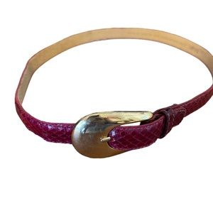 Vintage MILOR red Genuine snakeskin belt small thin belt